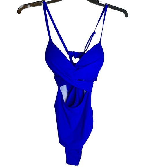 Women's NWOT Blue Swimsuit with Cutouts in Front and Back Size XXL - Picture 1 of 8